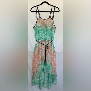 Bisou Bisou Green and Orange Spaghetti Strap Sundress